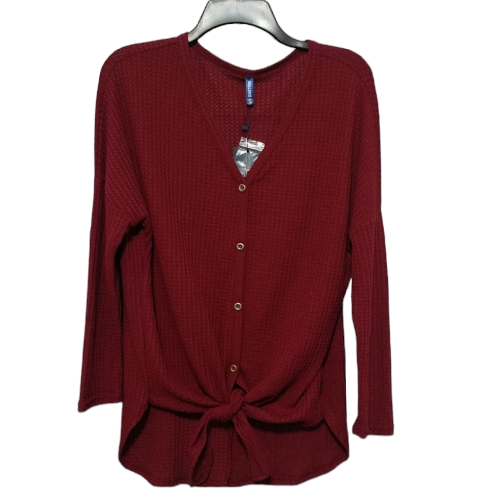 New Wine Colored V Neck Iwollence Top sz Small